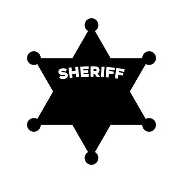 Sheriff's star silhouette isolated on white background Stock Illustration