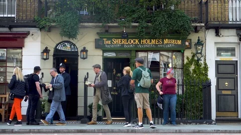 Sherlock Holmes Museum at 221b Baker Street in London, UK Stock Footage 110622438