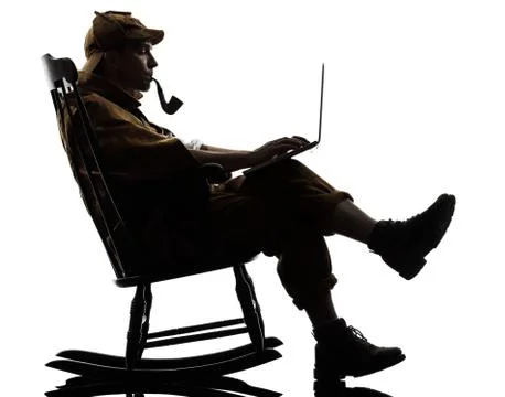 Sherlock holmes silhouette computing Stock-Fotos