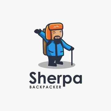 Sherpa backpacker logo mascot vector Stock Illustration