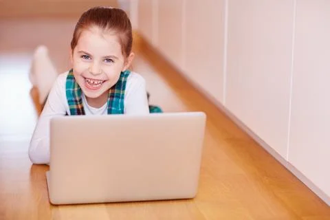 She's got video chat down to a tee Stock Photos