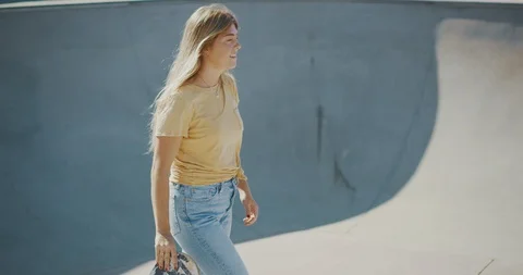 She's on a mission to skate Stock Footage 120794076