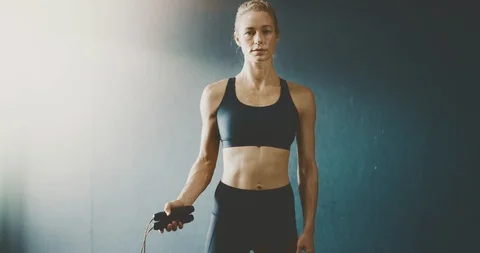 She's ready for a tough workout Stock Footage 125792766