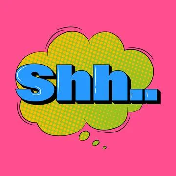 Shh comic speech bubble in trendy pop art style. Bright cartoon message. Stock Illustration