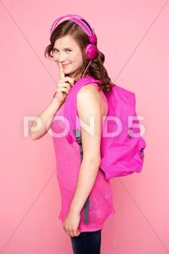 Shh... I am enjoying music Stock Photos