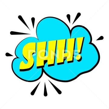 Shh sound effect icon, cartoon style Stock Illustration