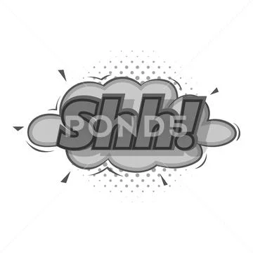 Shh sound effect icon monochrome Stock Illustration