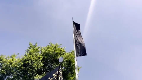 Shia Muslim Flags Displayed During Muharram Vídeo Stock 339535603