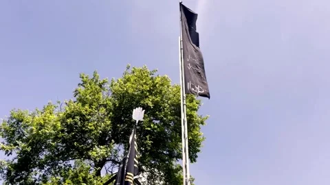Shia Muslim Flags Displayed During Muharram Stock Footage 339535712