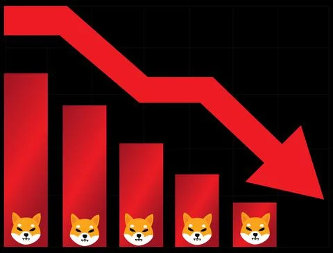 Shiba coin falls in value vector illustration Shiba coin and blockchain conce Illustrazione stock