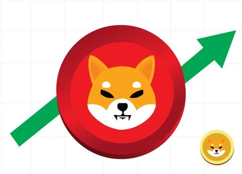 Shibacoin rises in value vector illustration Shibacoin and blockchain concept Stock Illustration