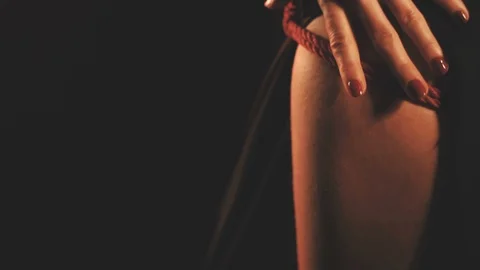 Shibari art with red ropes Stock Footage 101482373