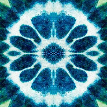 Shibori dye tie seamless pattern - blue watercolor abstract texture. Illustrazione stock