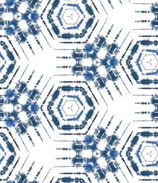 Shibori,Tie,Dye,Effect,Hexagon,Background.,Seamless,Pattern,Abstract,Textile 库存插图