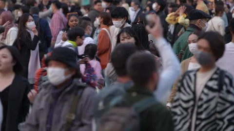 The Shibuya Crossing in Japan, intersection during daylight hours. Stock Footage 308877643