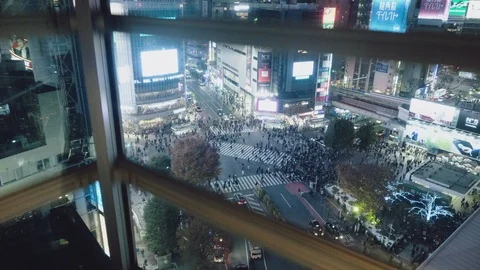 Shibuya Crossing view from elevator 2 Stock Footage 99627946