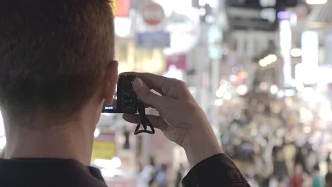 Shibuya District at Night Stock Footage 98315747