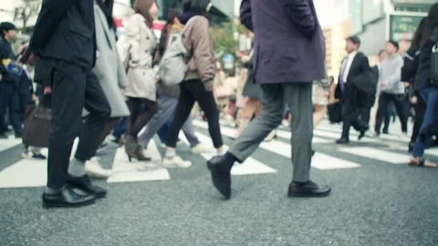 Shibuya Scramble intersection people passing by Stock Footage 161856344