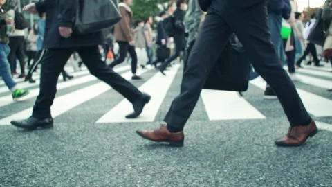 Shibuya Scramble intersection people passing by Stock Footage 161856361
