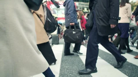 Shibuya Scramble intersection people passing by Stock Footage 161856387