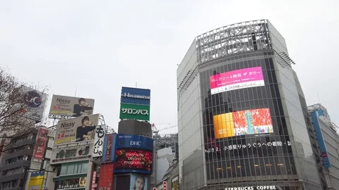 Shibuya scramble starbucks building with... | Stock Video | Pond5