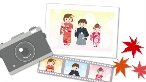 Shichi-go-san animation Stock Footage