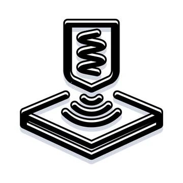 Shield absorbing impact with damping spring system Stock Illustration