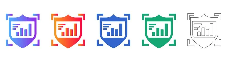 Shield Analytics Data Icons Illustrazione stock
