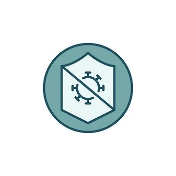 Shield and Bacteria inside Circle vector colored icon Stock Illustration