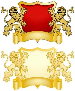 Shield and banner with lions Illustration