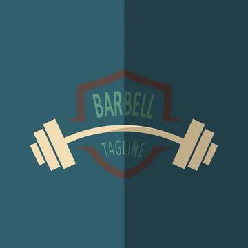 Shield and barbell vector Stock Illustration