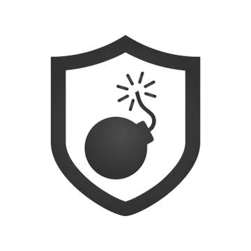 Shield and bomb, security concept. vector illustration. Stock Illustration