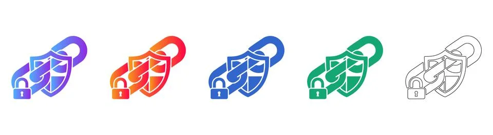 Shield and Chain Security Icons Stock Illustration