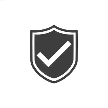 Shield and checkmark icon on a white background. EPS10 Stock Illustration
