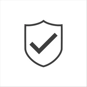 Shield and checkmark icon on a white background. EPS10 Stock Illustration