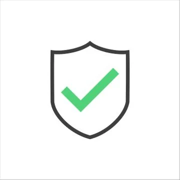 Shield and checkmark icon on a white background. EPS10 Stock Illustration