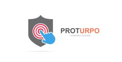 Shield and click logo combination. Security and cursor symbol or icon. Unique Stock Illustration