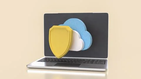 The Shield and Cloud for Technology concept 3d Rendering. Stock Illustration