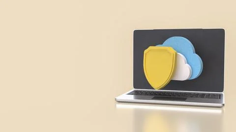 The Shield and Cloud for Technology concept 3d Rendering. Stock Illustration