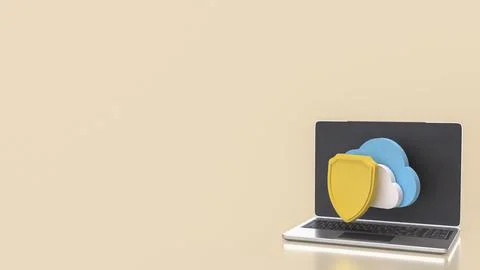 The Shield and Cloud for Technology concept 3d Rendering. Illustrazione stock