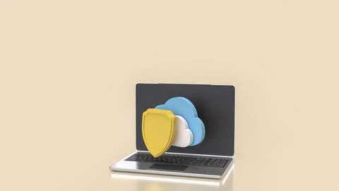 The Shield and Cloud for Technology concept 3d Rendering. Stockillustratie
