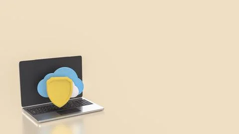 The Shield and Cloud for Technology concept 3d Rendering. 스톡 일러스트