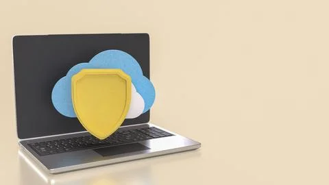 The Shield and Cloud for Technology concept 3d Rendering. Stock Illustration