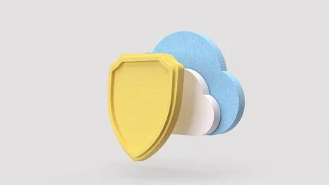 The Shield and Cloud for Technology concept 3d Rendering. Stock Illustration