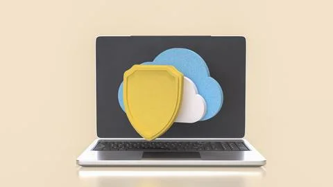 The Shield and Cloud for Technology concept 3d Rendering. 写真素材