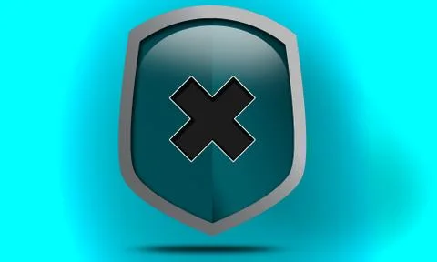 Shield and cross x mark icon Stock Illustration