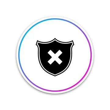 Shield and cross x mark icon isolated on white background. Denied disapproved Stock Illustration