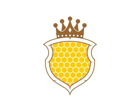 Shield and crown with beehive inside Stock Illustration