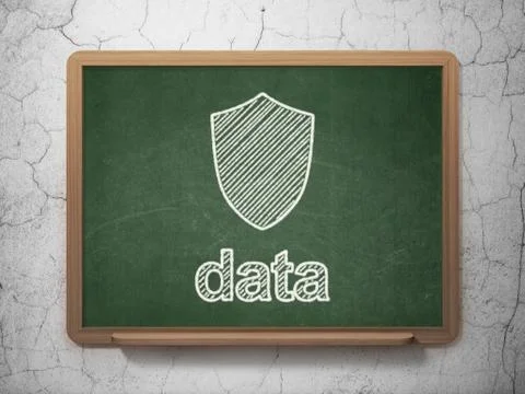 Shield and Data on chalkboard background Stock Illustration