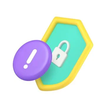 Shield and exclamation mark icon for security applications and alert systems. Stock Illustration